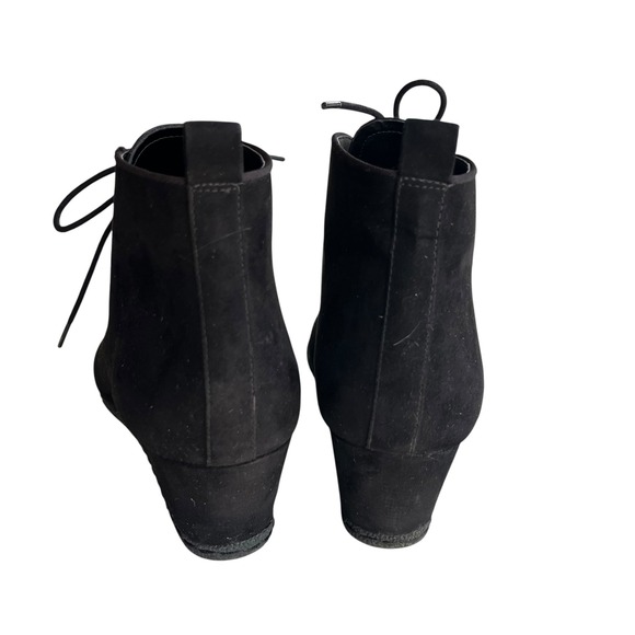 Franco Sarto Women's 8 M Black Suede Lace Up Wedge Booties Annabelle Ankle Boots - Picture 3 of 16